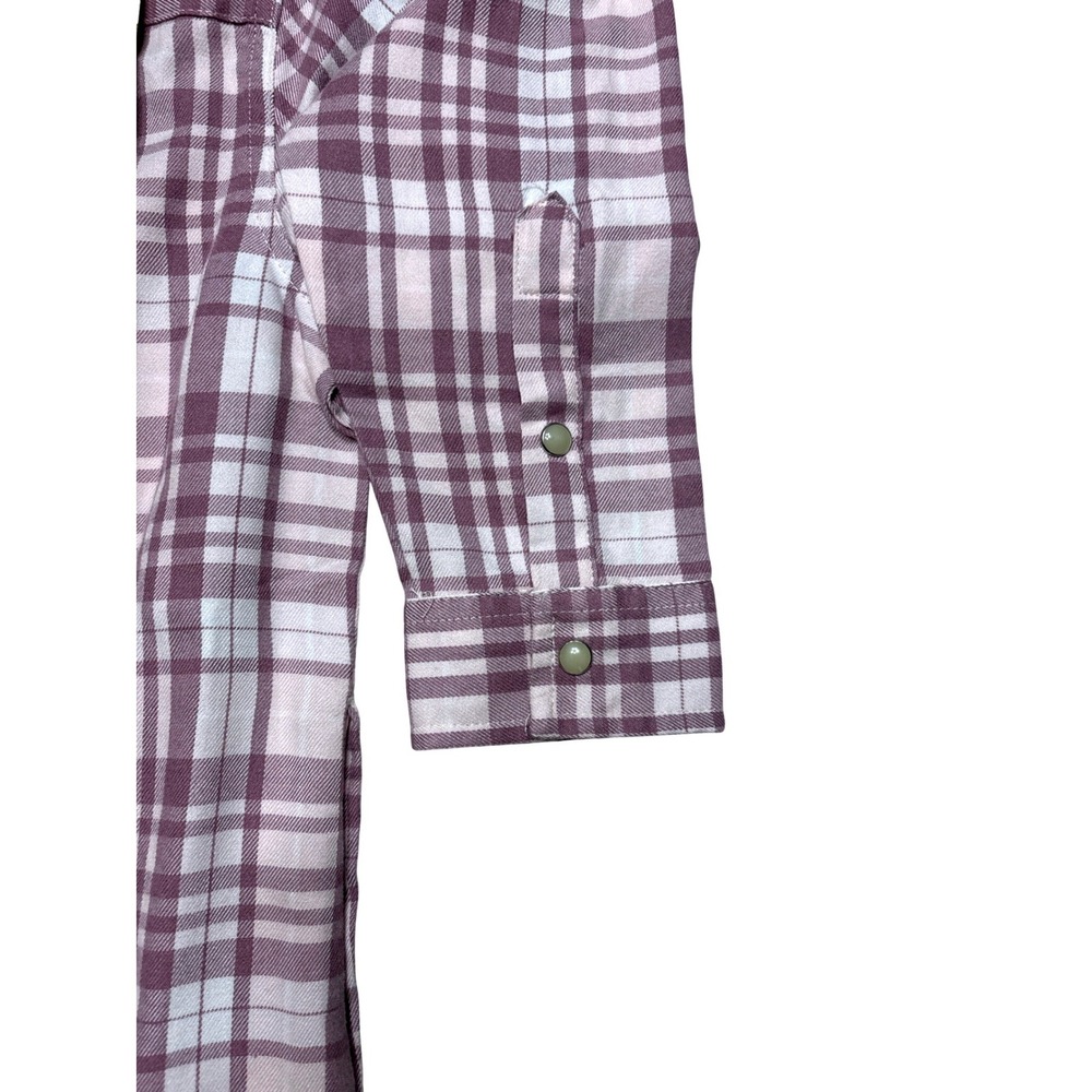 Jachs Girlfriend Womens Purple White Plaid Long Sleeve Snap Button Shirt Small - Picture 4 of 4